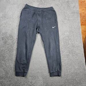 Nike Men's Sweatpants Joggers Black White Swoosh Logo Size‎ L Cotton Blend